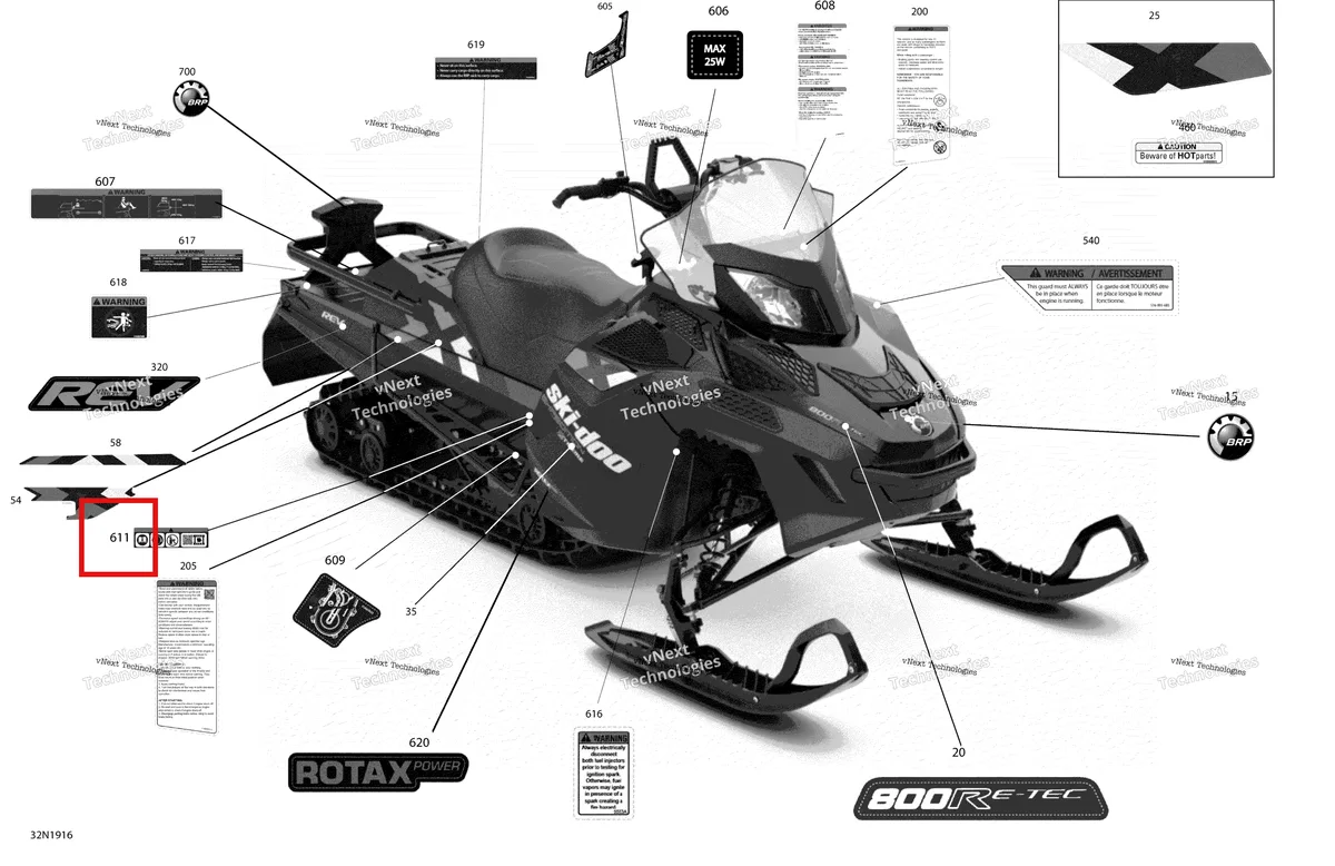 Деталь 516009225 на схеме узла 2019 Ski-Doo EXPEDITION XTREME 800R E-TEC Decals - Xtreme