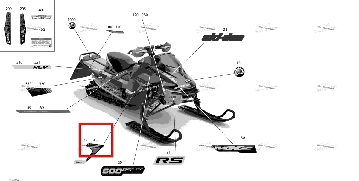 Деталь 516009241 на схеме узла 2019 Ski-Doo MXZ 600 RACING Decals - 600 - Racing
