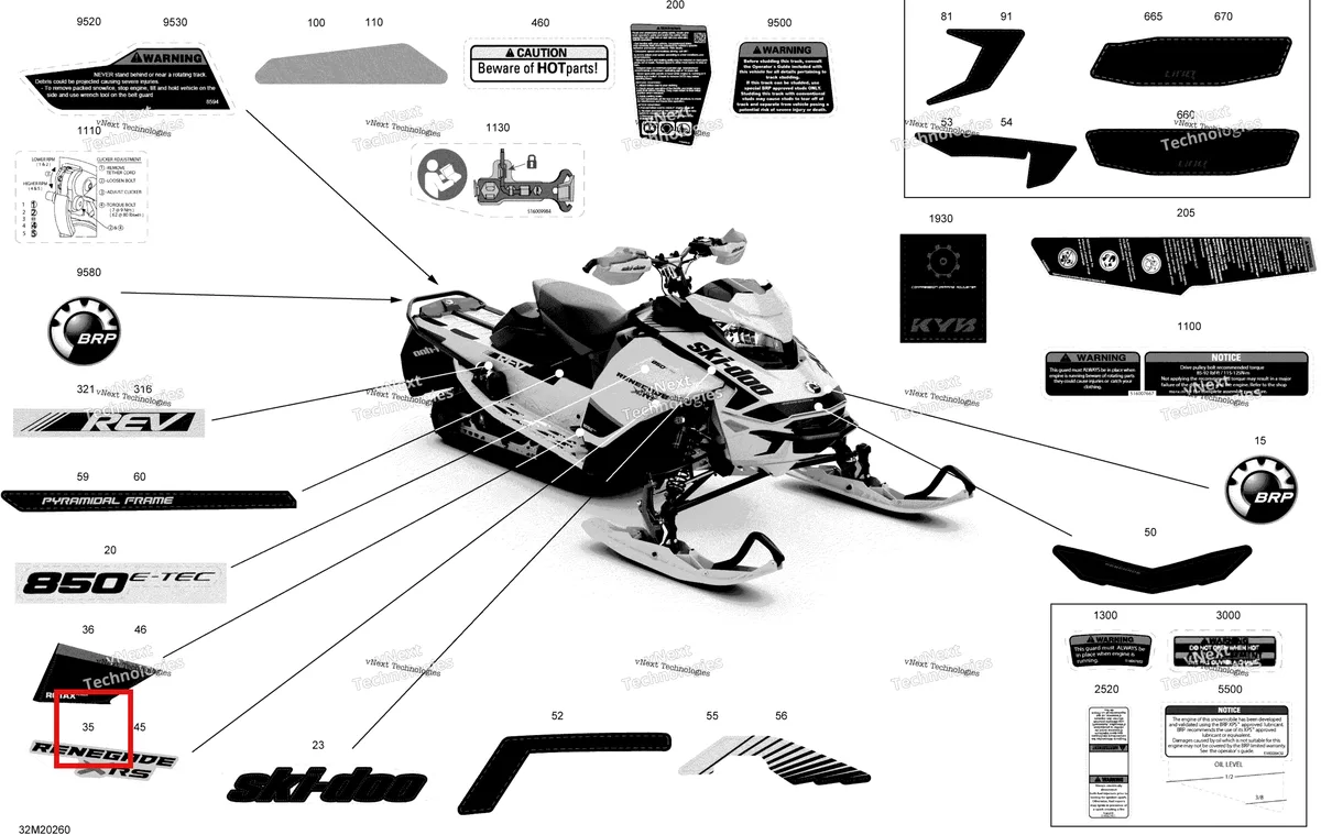 Деталь 516009319 на схеме узла 2020 Ski-Doo RENEGADE 850 E-TEC - XRS rMotion X Body - Decals - Xrs