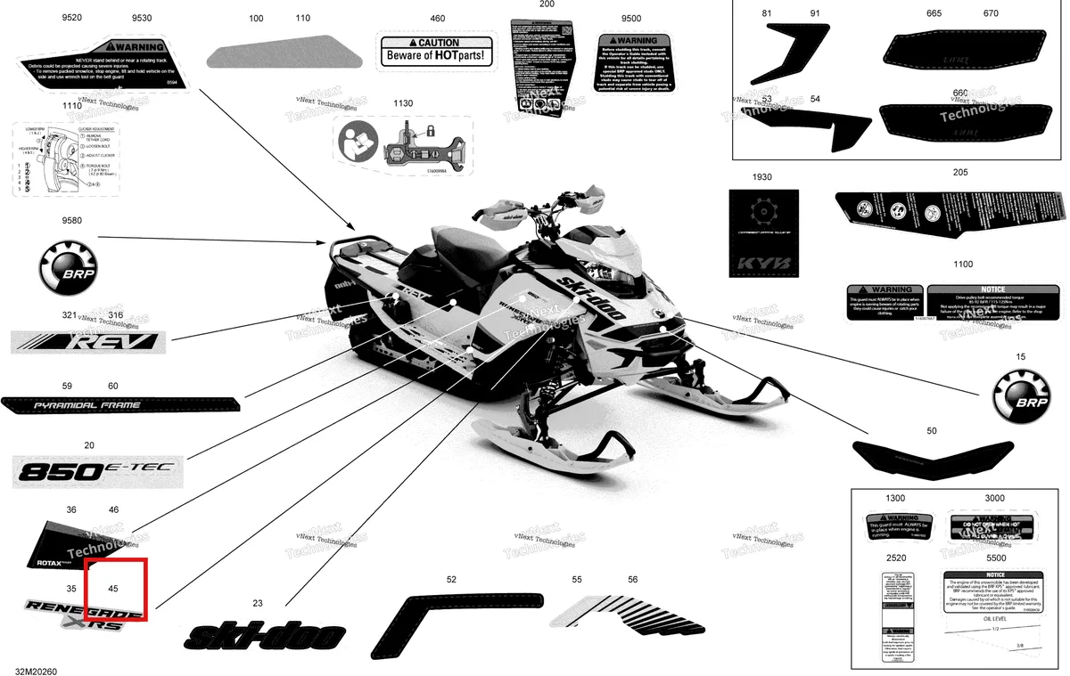 Деталь 516009327 на схеме узла 2020 Ski-Doo RENEGADE 850 E-TEC - XRS rMotion X Body - Decals - Xrs