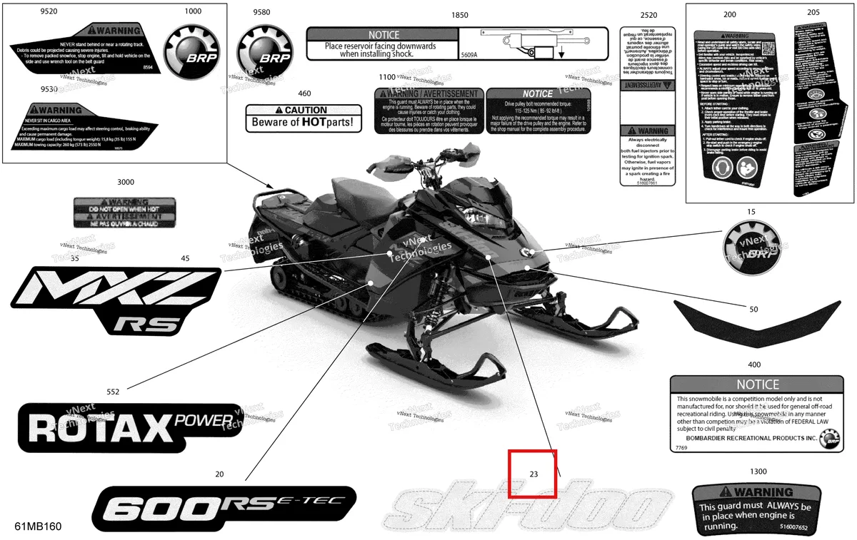 Деталь 516009425 на схеме узла 2022 Ski-Doo MXZ 600RS Body - Decals
