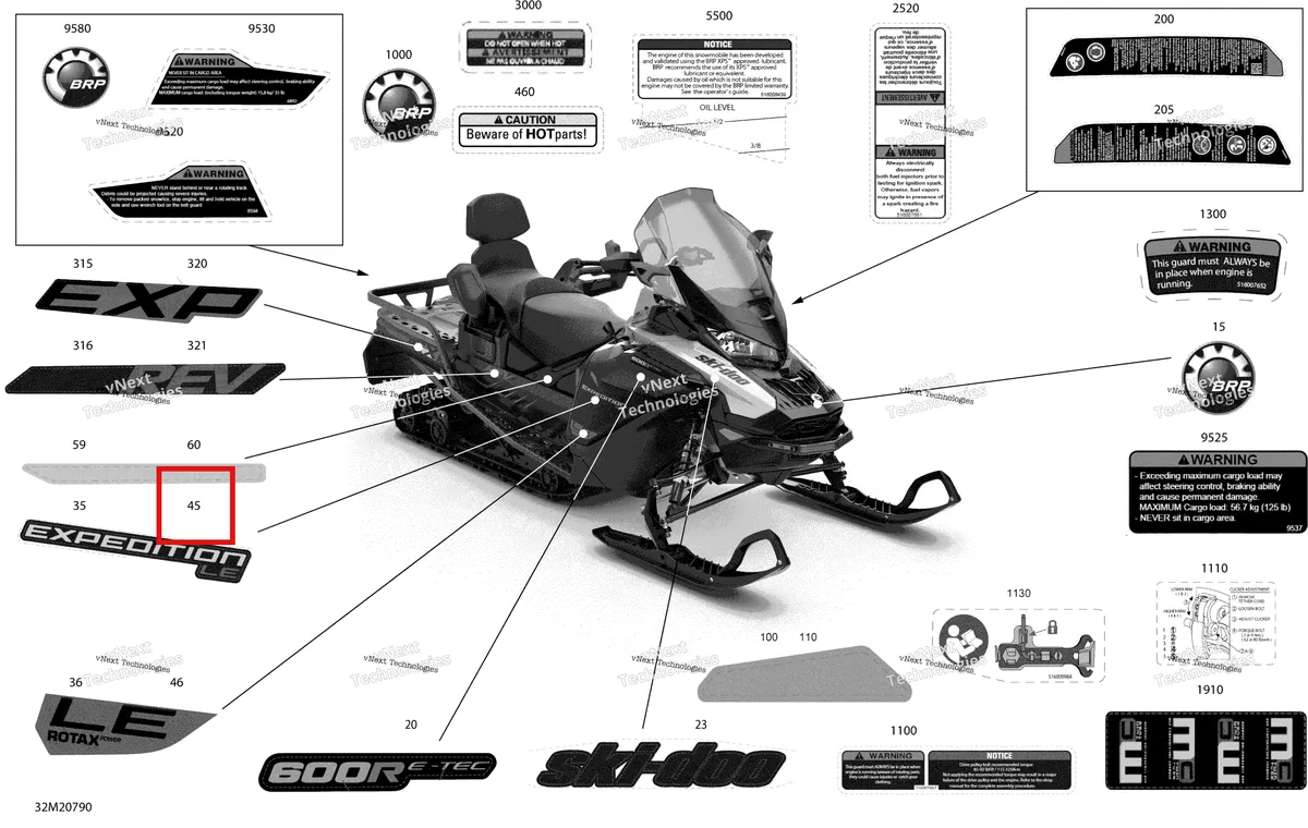 Деталь 516009484 на схеме узла 2020 Ski-Doo EXPEDITION LE/SE 600R E-TEC Body - Decals - Le
