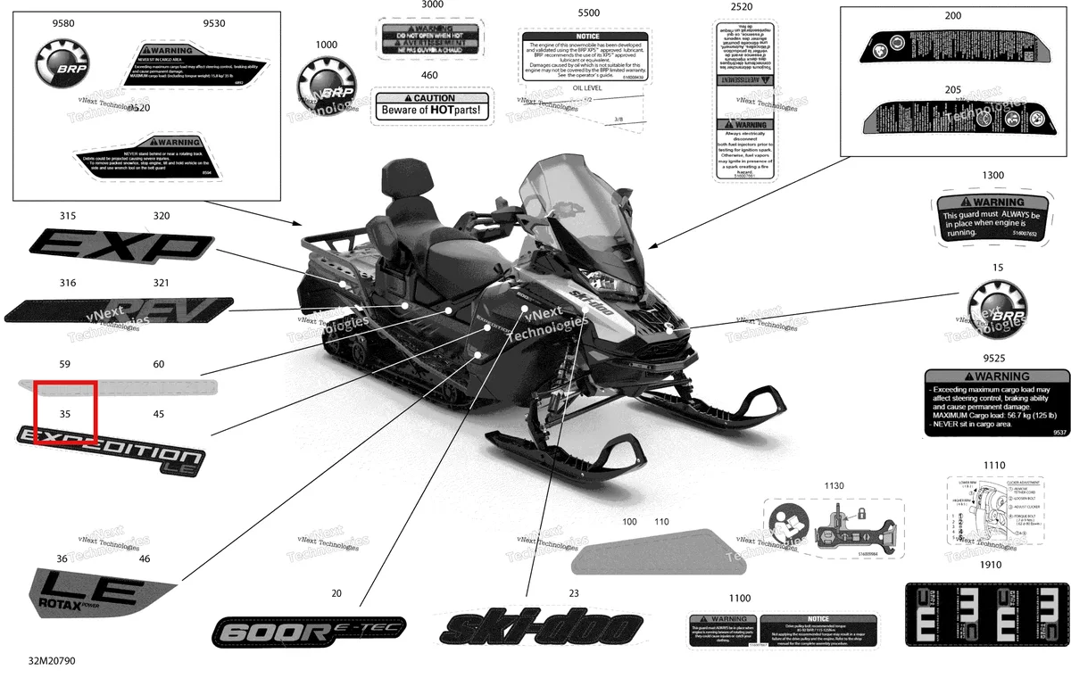 Деталь 516009485 на схеме узла 2020 Ski-Doo EXPEDITION LE/SE 600R E-TEC Body - Decals - Le