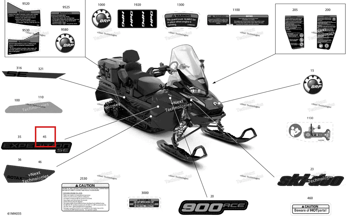 Деталь 516009486 на схеме узла 2021 Ski-Doo EXPEDITION SE 900 ACE Body - Decals