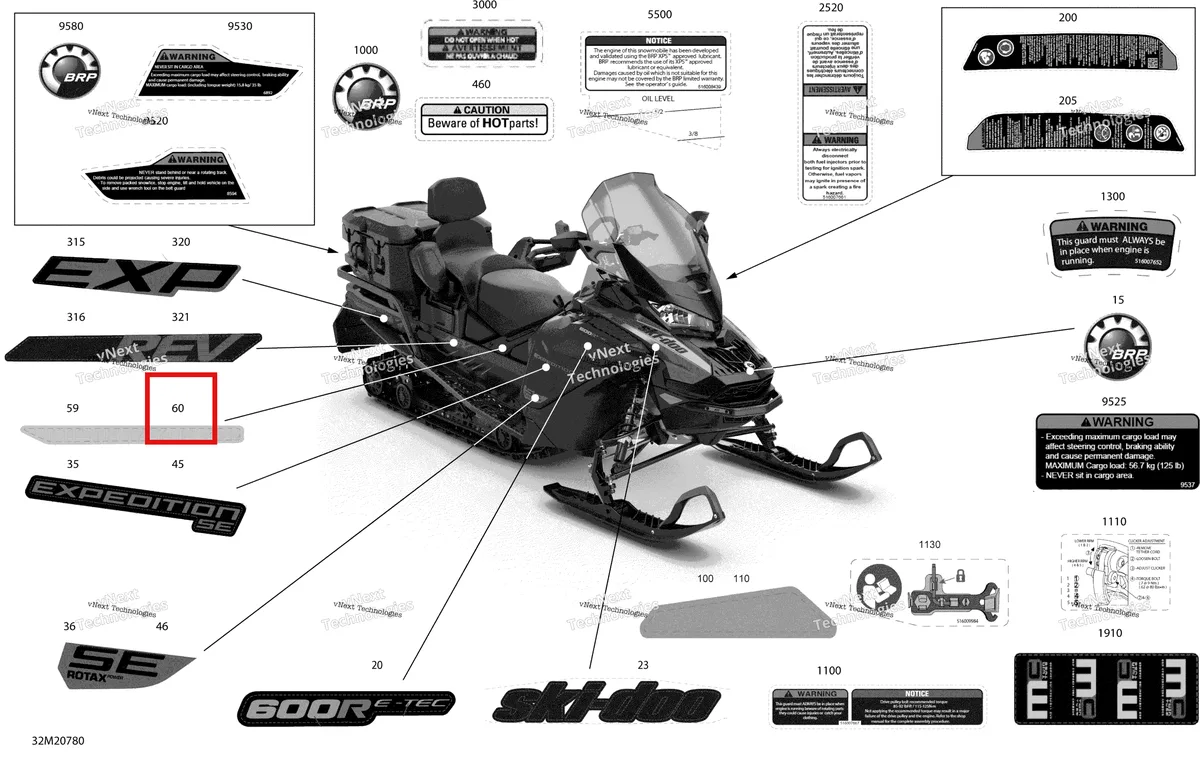 Деталь 516009490 на схеме узла 2020 Ski-Doo EXPEDITION LE/SE 600R E-TEC Body - Decals - Se