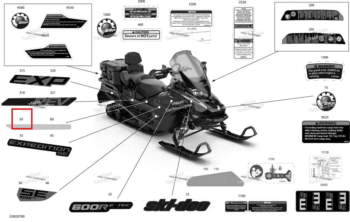 Деталь 516009491 на схеме узла 2020 Ski-Doo EXPEDITION LE/SE 600R E-TEC Body - Decals - Se