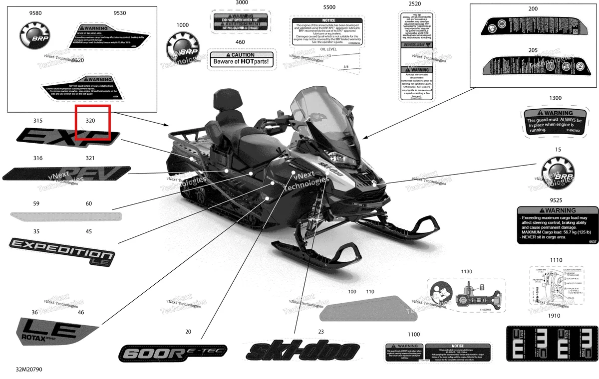 Деталь 516009505 на схеме узла 2020 Ski-Doo EXPEDITION LE/SE 600R E-TEC Body - Decals - Le