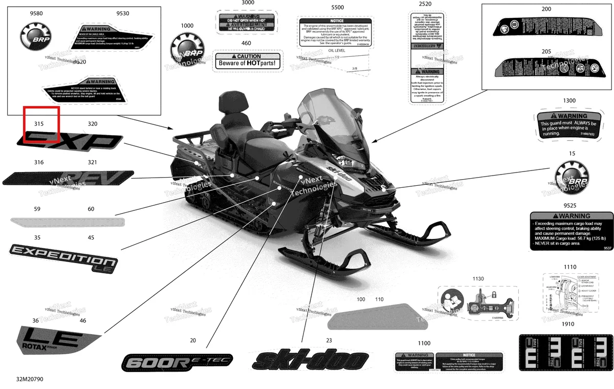 Деталь 516009506 на схеме узла 2020 Ski-Doo EXPEDITION LE/SE 600R E-TEC Body - Decals - Le