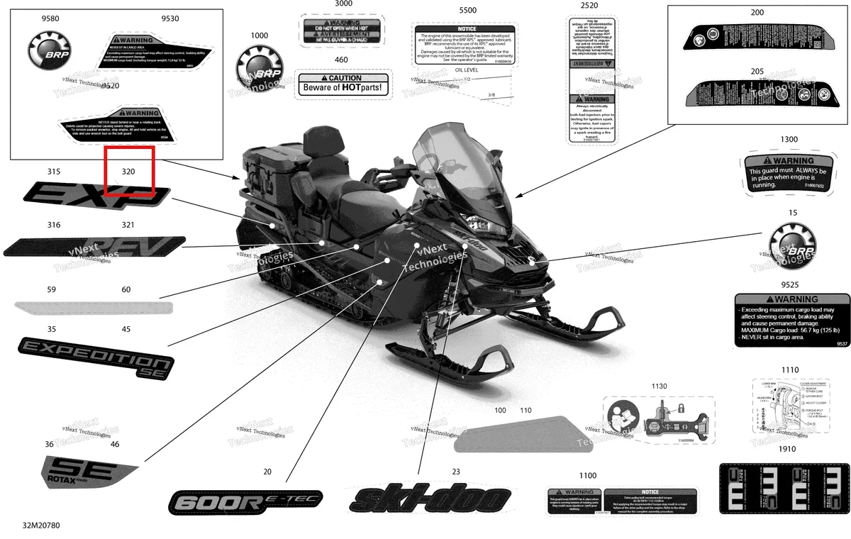 Деталь 516009507 на схеме узла 2020 Ski-Doo EXPEDITION LE/SE 600R E-TEC Body - Decals - Se