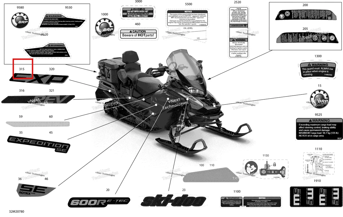 Деталь 516009508 на схеме узла 2020 Ski-Doo EXPEDITION LE/SE 600R E-TEC Body - Decals - Se