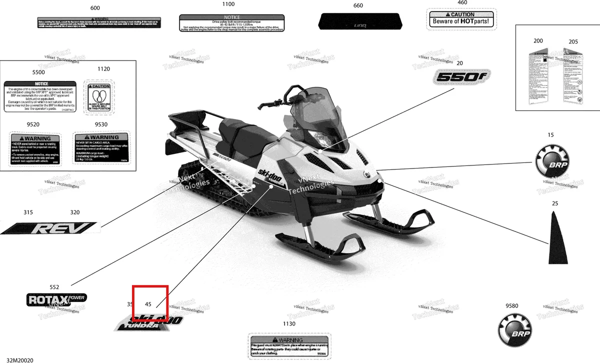 Деталь 516009513 на схеме узла 2020 Ski-Doo TUNDRA 550F Body - Decals - Lt