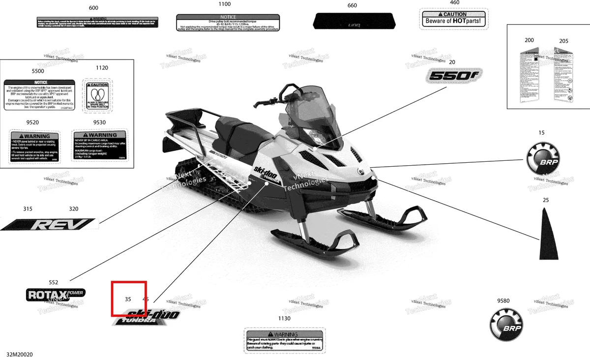 Деталь 516009514 на схеме узла 2020 Ski-Doo TUNDRA 550F Body - Decals - Lt