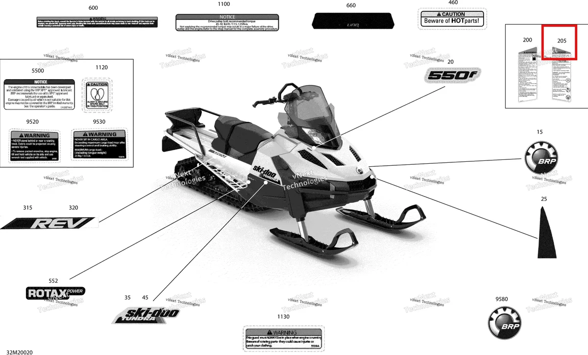 Деталь 516009522 на схеме узла 2020 Ski-Doo TUNDRA 550F Body - Decals - Lt