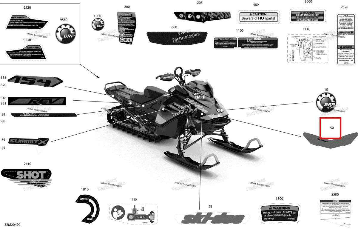 Деталь 516009608 на схеме узла 2020 Ski-Doo 005.3 - SUMMIT X- EXPERT - 154