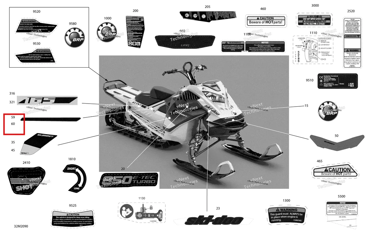 Деталь 516009617 на схеме узла 2020 Ski-Doo SUMMIT 850 E-TEC Turbo Body - Decals - X Expert