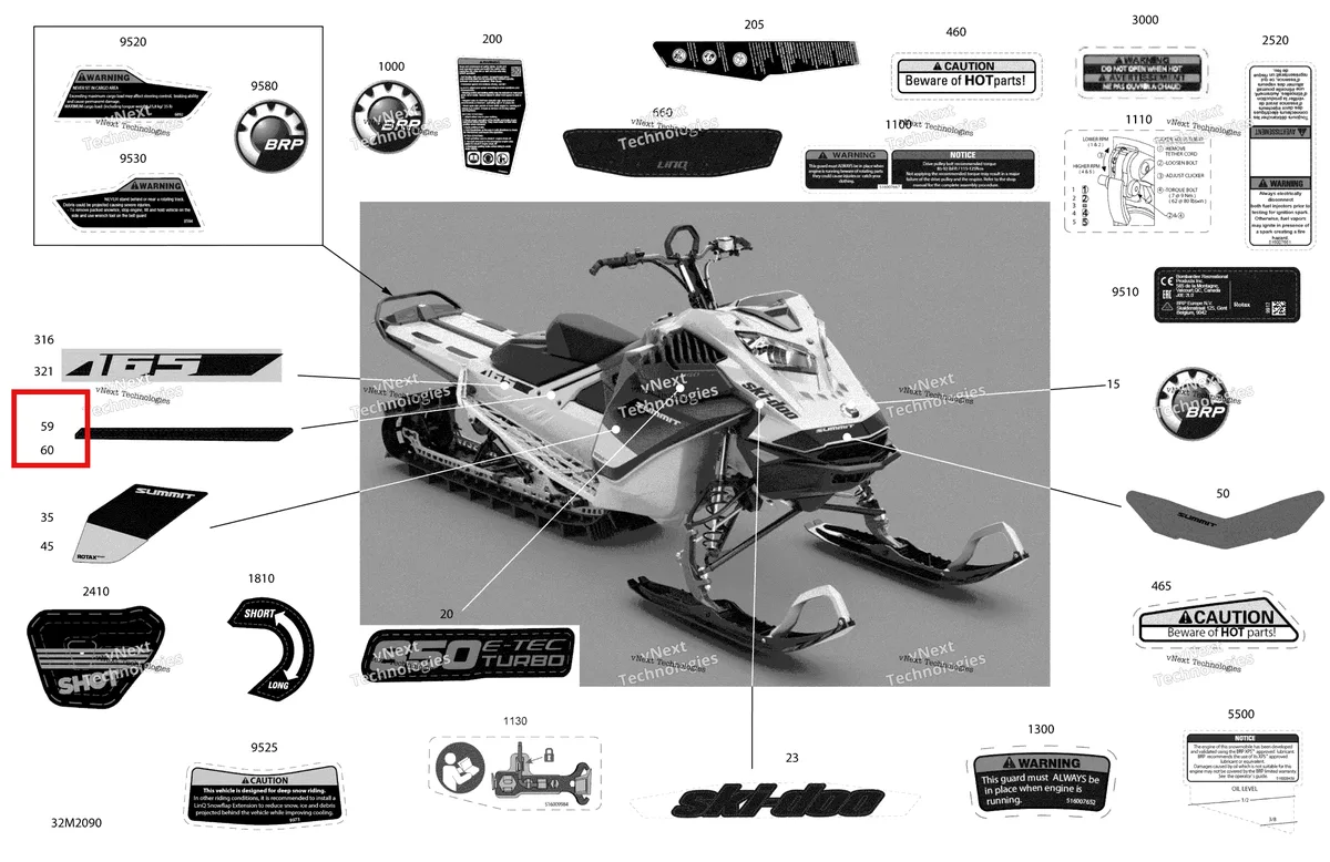 Деталь 516009618 на схеме узла 2020 Ski-Doo SUMMIT 850 E-TEC Turbo Body - Decals - X Expert