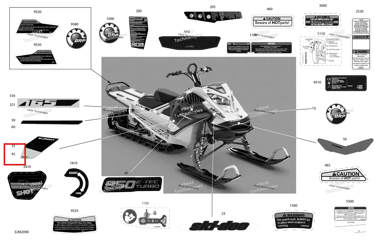 Деталь 516009624 на схеме узла 2020 Ski-Doo SUMMIT 850 E-TEC Turbo Body - Decals - X Expert