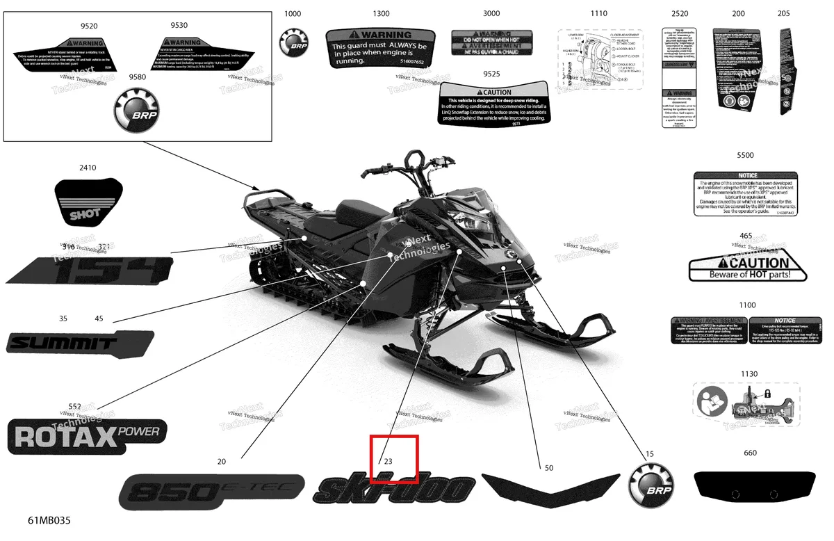 Деталь 516009627 на схеме узла 2022 Ski-Doo SUMMIT 850 E-TEC - X - Package 154