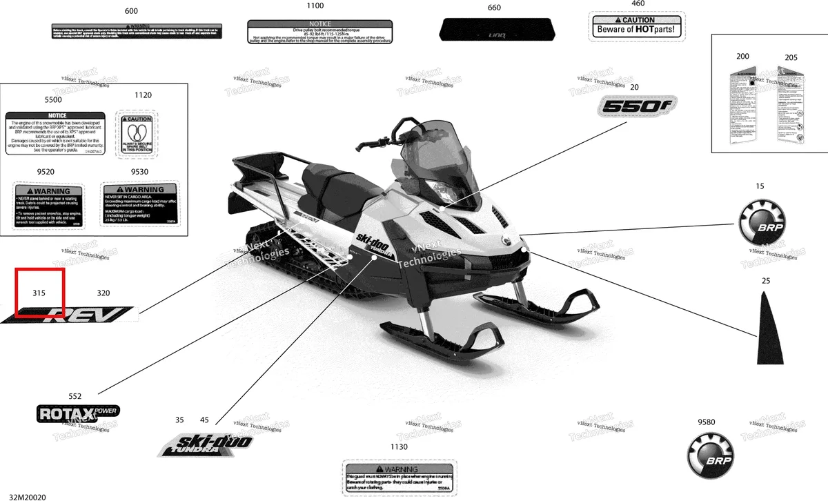 Деталь 516009752 на схеме узла 2020 Ski-Doo TUNDRA 550F Body - Decals - Lt