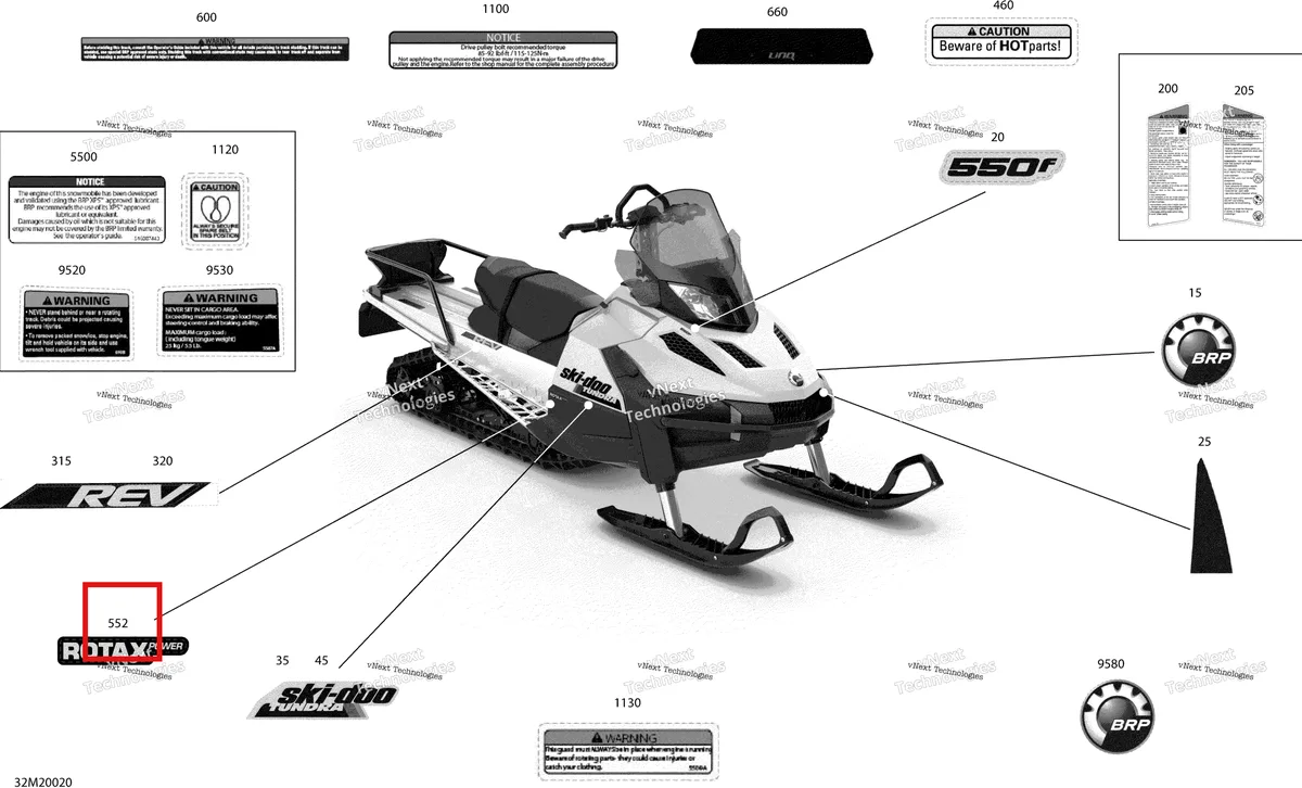 Деталь 516009753 на схеме узла 2020 Ski-Doo TUNDRA 550F Body - Decals - Lt