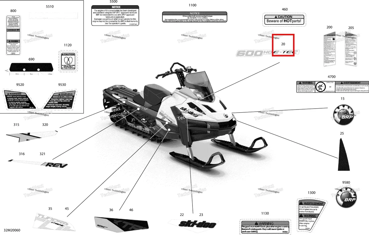 Деталь 516009754 на схеме узла 2020 Ski-Doo TUNDRA 600HO E-TEC Body - Decals - Xtreme