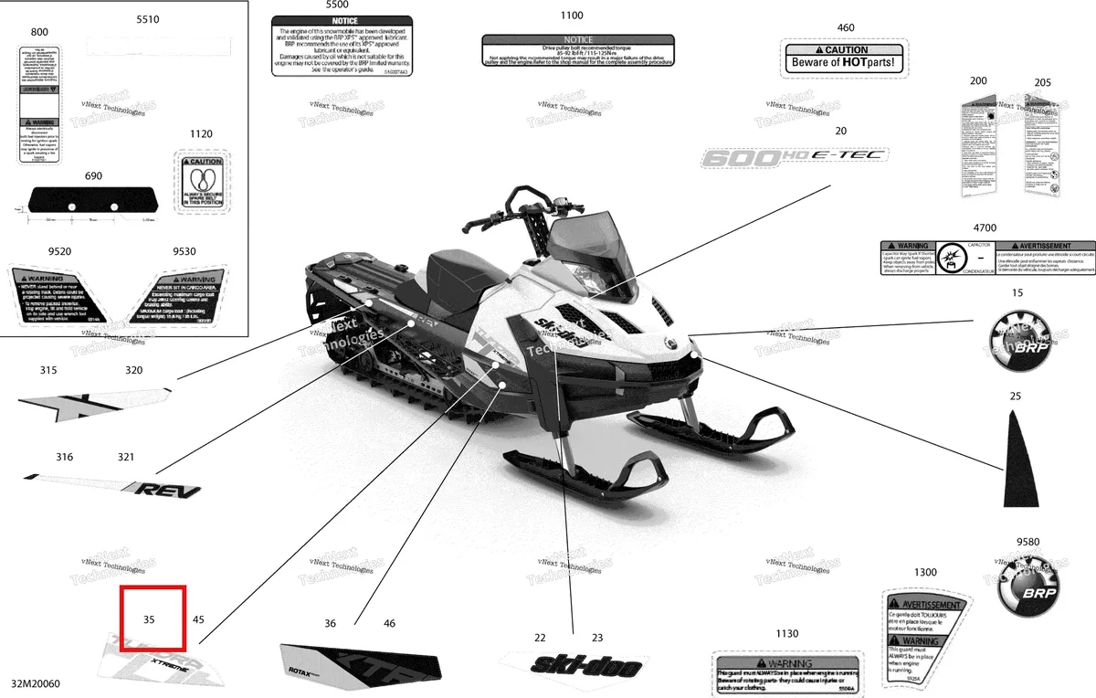 Деталь 516009755 на схеме узла 2020 Ski-Doo TUNDRA 600HO E-TEC Body - Decals - Xtreme