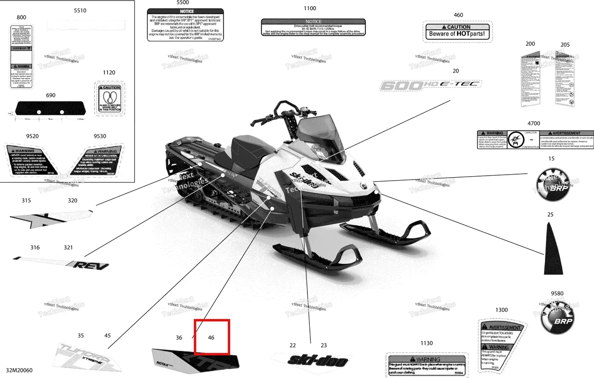 Деталь 516009758 на схеме узла 2020 Ski-Doo TUNDRA 600HO E-TEC Body - Decals - Xtreme