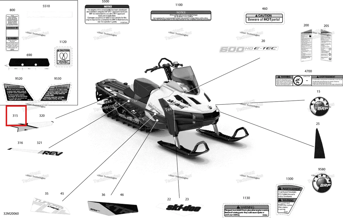 Деталь 516009759 на схеме узла 2020 Ski-Doo TUNDRA 600HO E-TEC Body - Decals - Xtreme