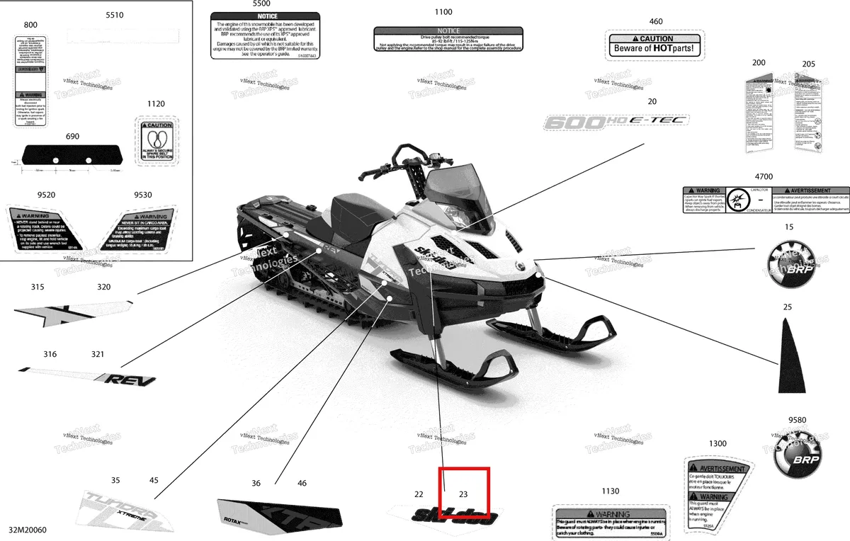 Деталь 516009764 на схеме узла 2020 Ski-Doo TUNDRA 600HO E-TEC Body - Decals - Xtreme