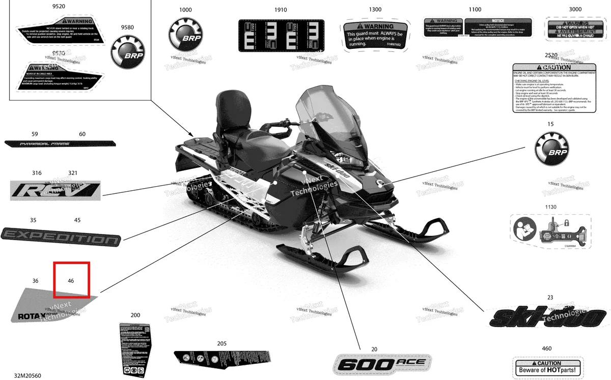 Деталь 516009790 на схеме узла 2020 Ski-Doo EXPEDITION SPORT 600 ACE Body - Decals - Sport