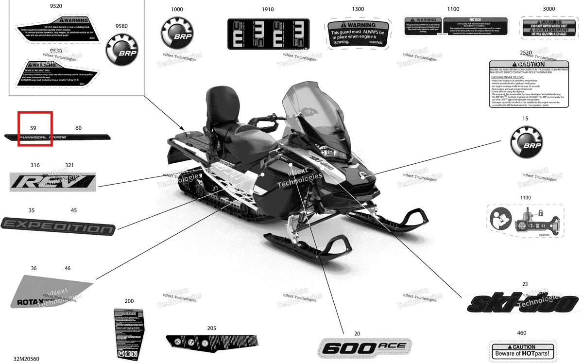 Деталь 516009792 на схеме узла 2020 Ski-Doo EXPEDITION SPORT 600 ACE Body - Decals - Sport