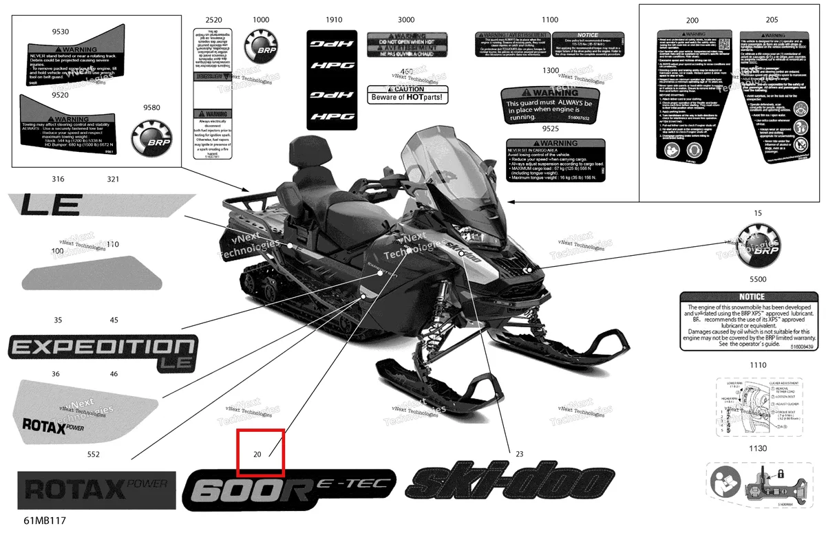 Деталь 516009795 на схеме узла 2022 Ski-Doo EXPEDITION LE 600R E-TEC Body - Decals