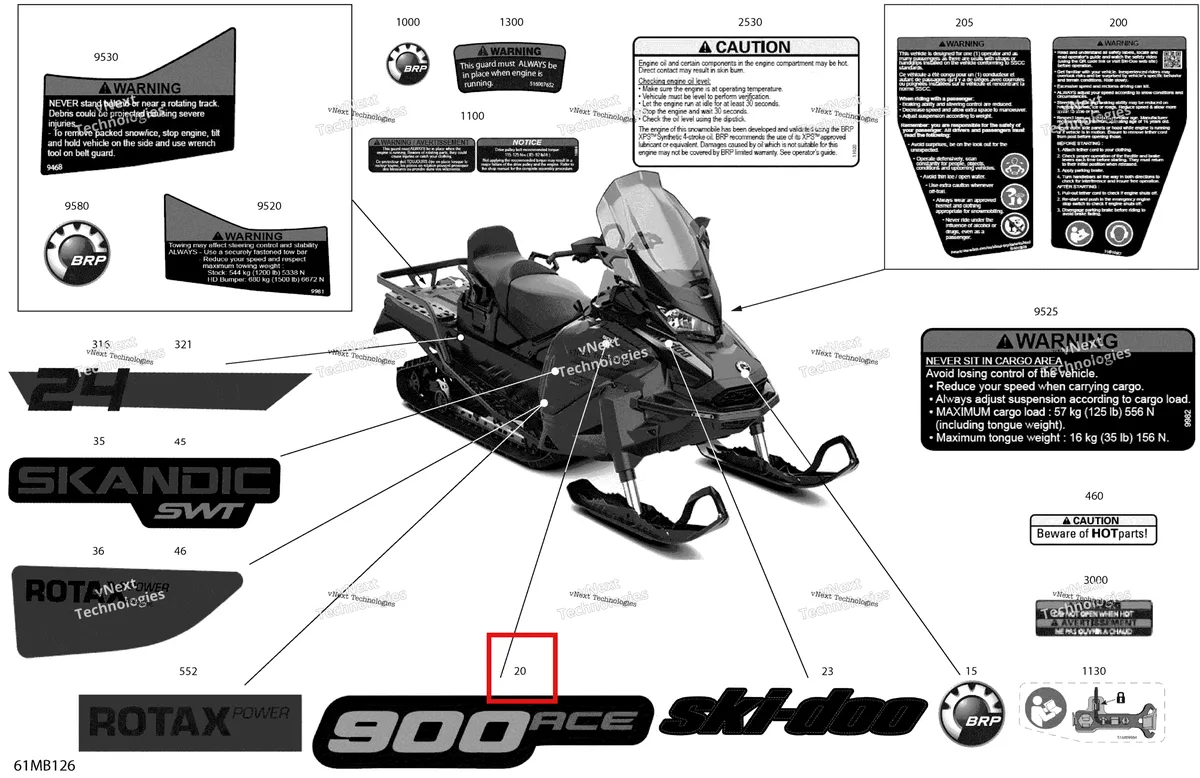 Деталь 516009797 на схеме узла 2022 Ski-Doo SKANDIC SWT 900 ACE Body - Decals