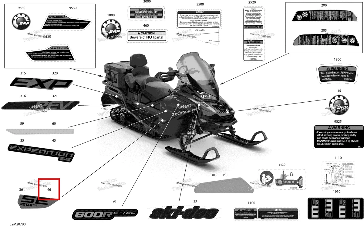 Деталь 516009799 на схеме узла 2020 Ski-Doo EXPEDITION LE/SE 600R E-TEC Body - Decals - Se