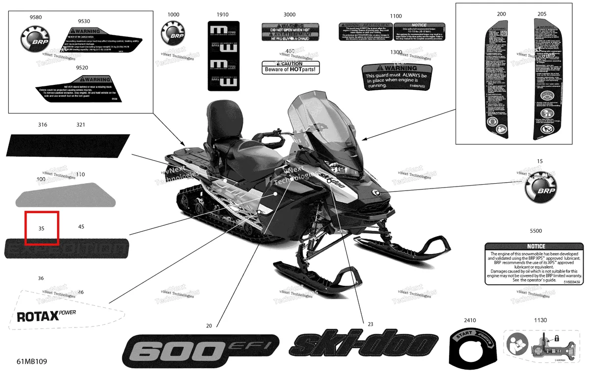 Деталь 516009804 на схеме узла 2022 Ski-Doo EXPEDITION SPORT 600 EFI Body - Decals