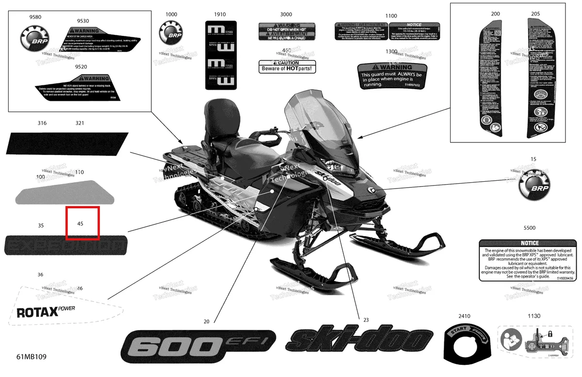 Деталь 516009805 на схеме узла 2022 Ski-Doo EXPEDITION SPORT 600 EFI Body - Decals