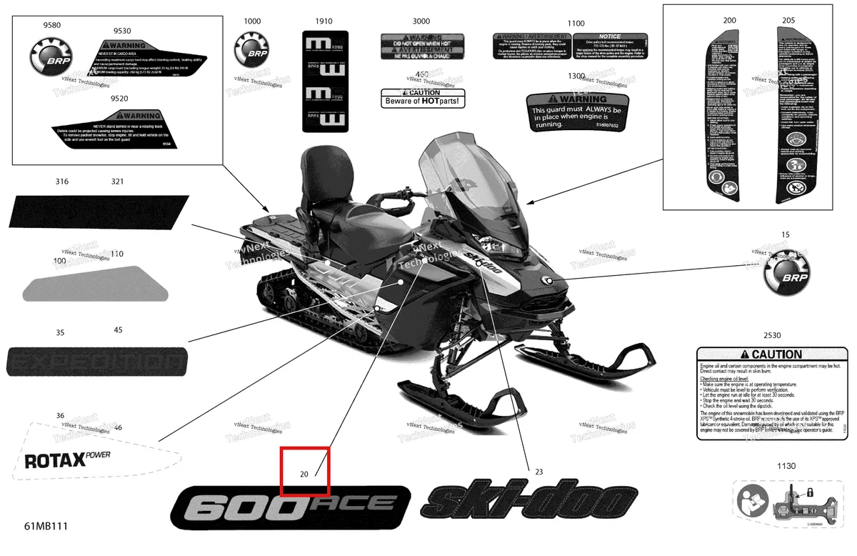 Деталь 516009853 на схеме узла 2022 Ski-Doo EXPEDITION SPORT 600 ACE Body - Decals