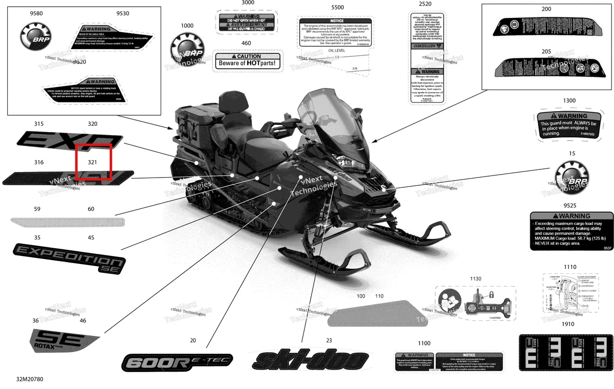 Деталь 516009899 на схеме узла 2020 Ski-Doo EXPEDITION LE/SE 600R E-TEC Body - Decals - Se