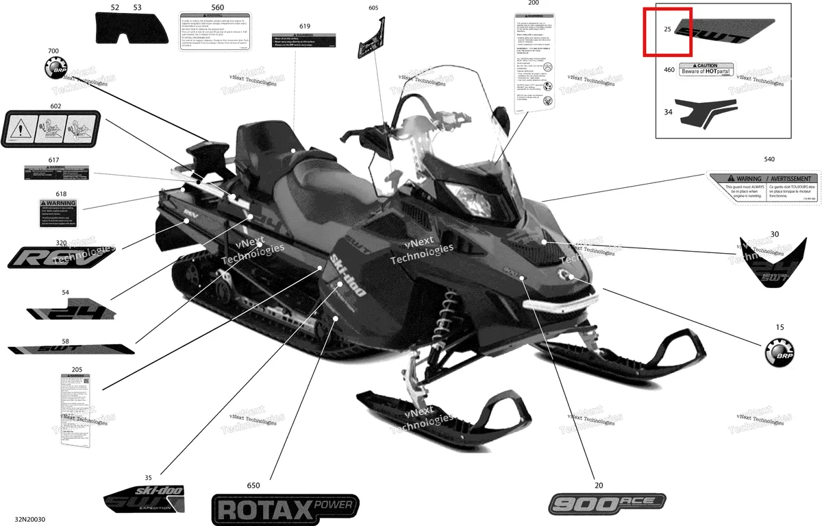 Деталь 516009901 на схеме узла 2020 Ski-Doo EXPEDITION SWT 900 ACE Body - Decals