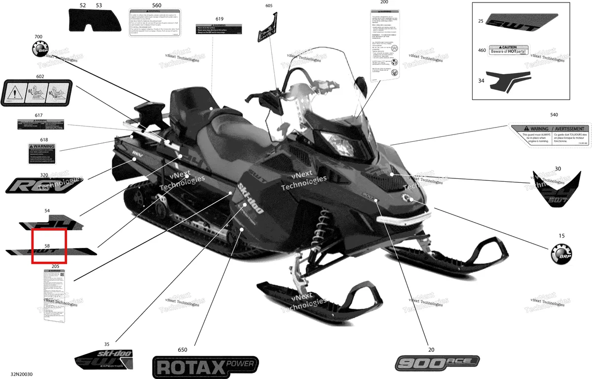 Деталь 516009904 на схеме узла 2020 Ski-Doo EXPEDITION SWT 900 ACE Body - Decals