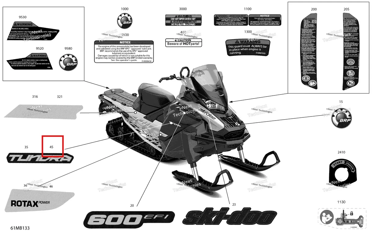 Деталь 516009966 на схеме узла 2022 Ski-Doo TUNDRA 600 EFI - SPORT Body - Decals