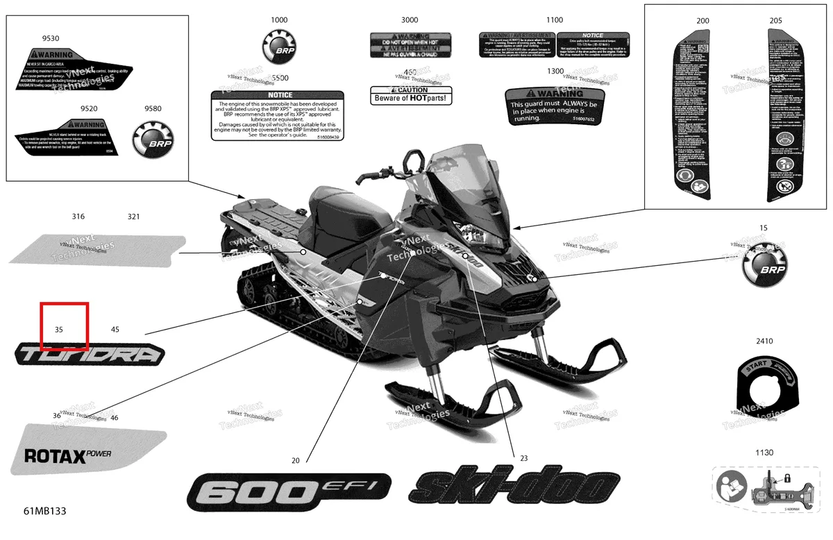 Деталь 516009967 на схеме узла 2022 Ski-Doo TUNDRA 600 EFI - SPORT Body - Decals