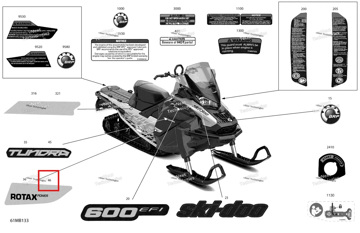 Деталь 516009968 на схеме узла 2022 Ski-Doo TUNDRA 600 EFI - SPORT Body - Decals
