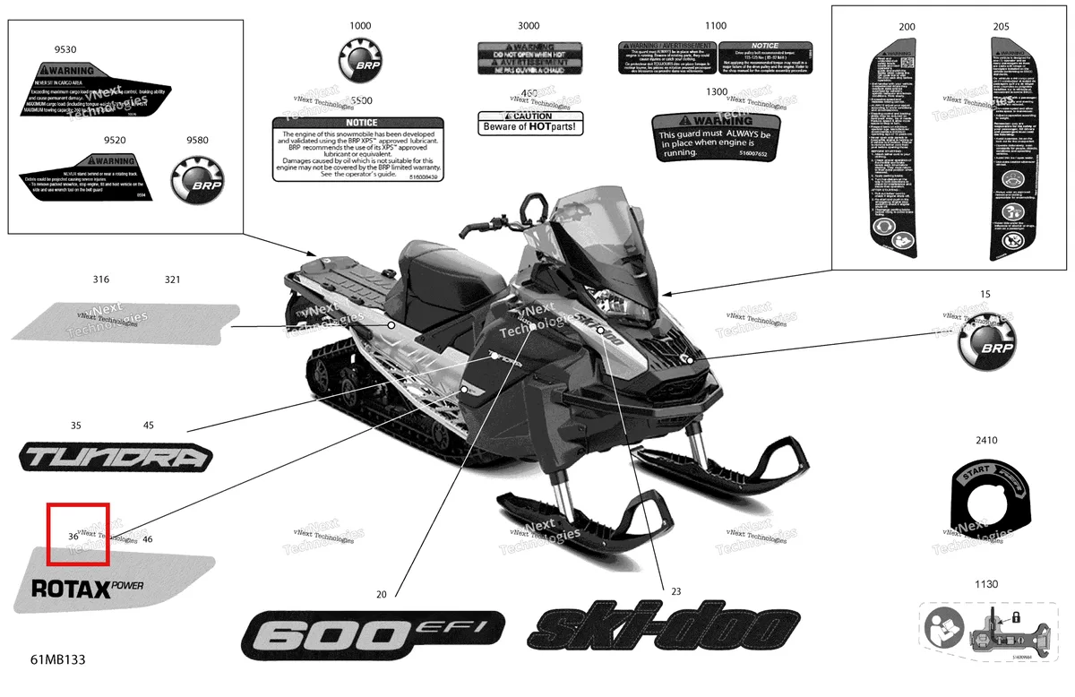 Деталь 516009969 на схеме узла 2022 Ski-Doo TUNDRA 600 EFI - SPORT Body - Decals