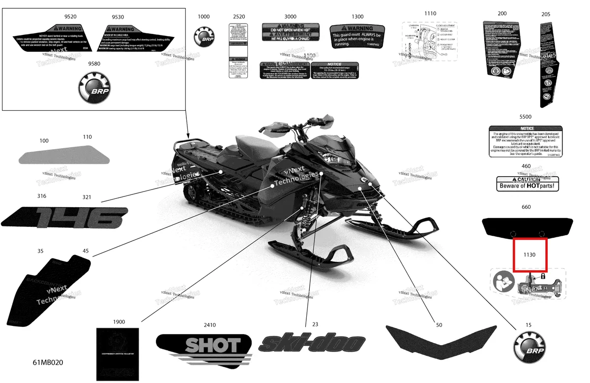 Деталь 516009984 на схеме узла 2022 Ski-Doo BACKCOUNTRY 146 850 E-TEC - XRS Body - Decals