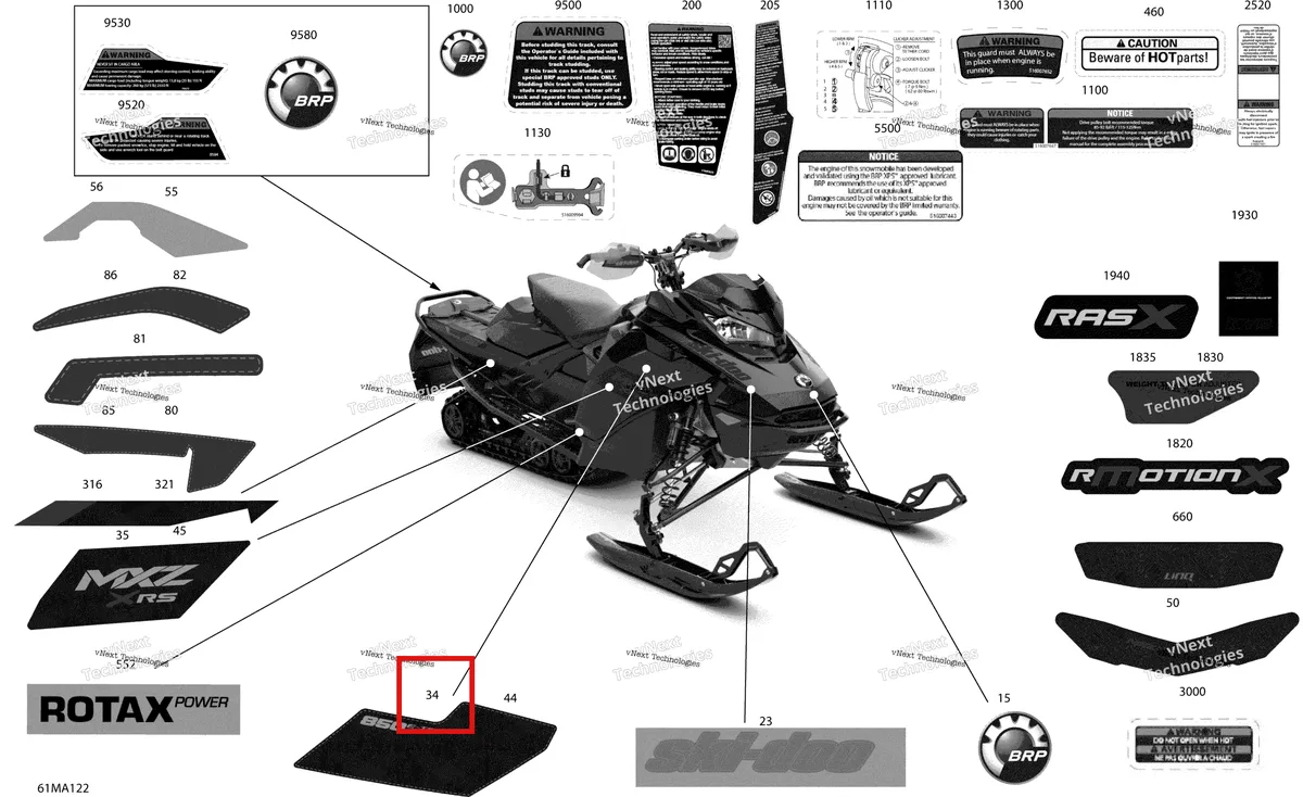 Деталь 516009991 на схеме узла 2021 Ski-Doo MXZ 850 E-TEC - XRS Body - Decals