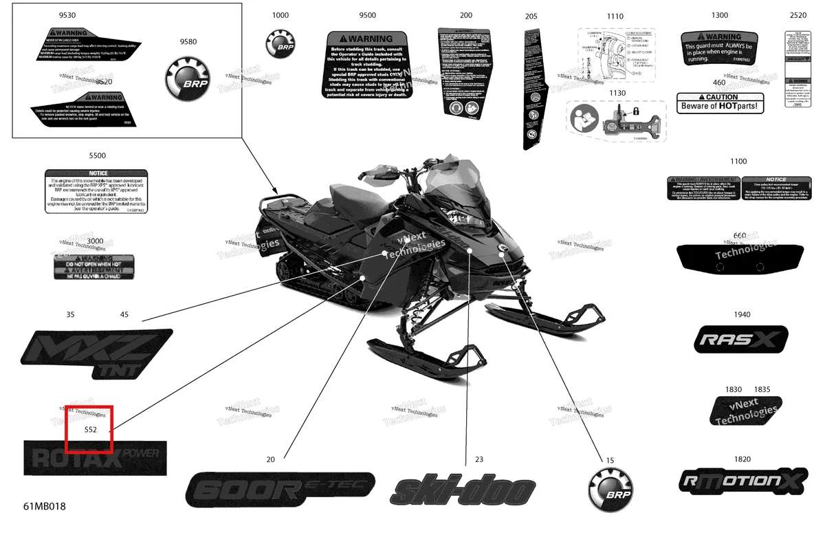Деталь 516010009 на схеме узла 2022 Ski-Doo MXZ 600R E-TEC - TNT Body - Decals