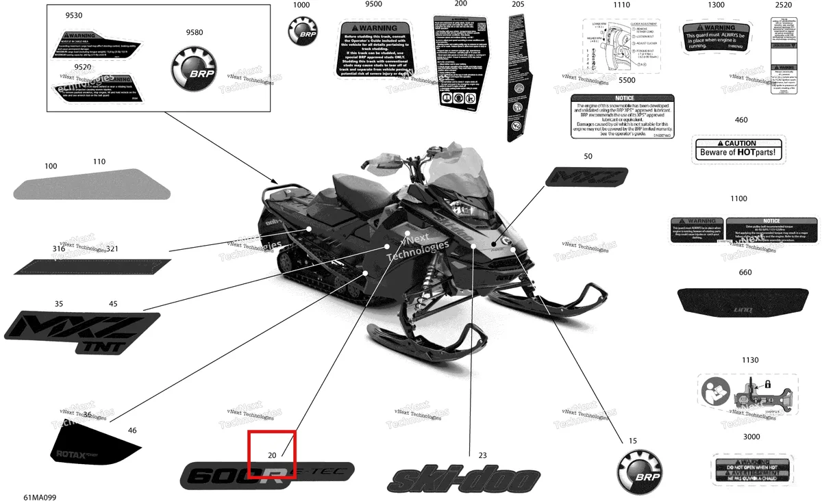 Деталь 516010012 на схеме узла 2021 Ski-Doo MXZ 600R E-TEC - TNT Body - Decals