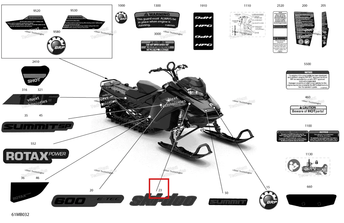 Деталь 516010014 на схеме узла 2022 Ski-Doo SUMMIT 600R E-TEC - SP - Package 146
