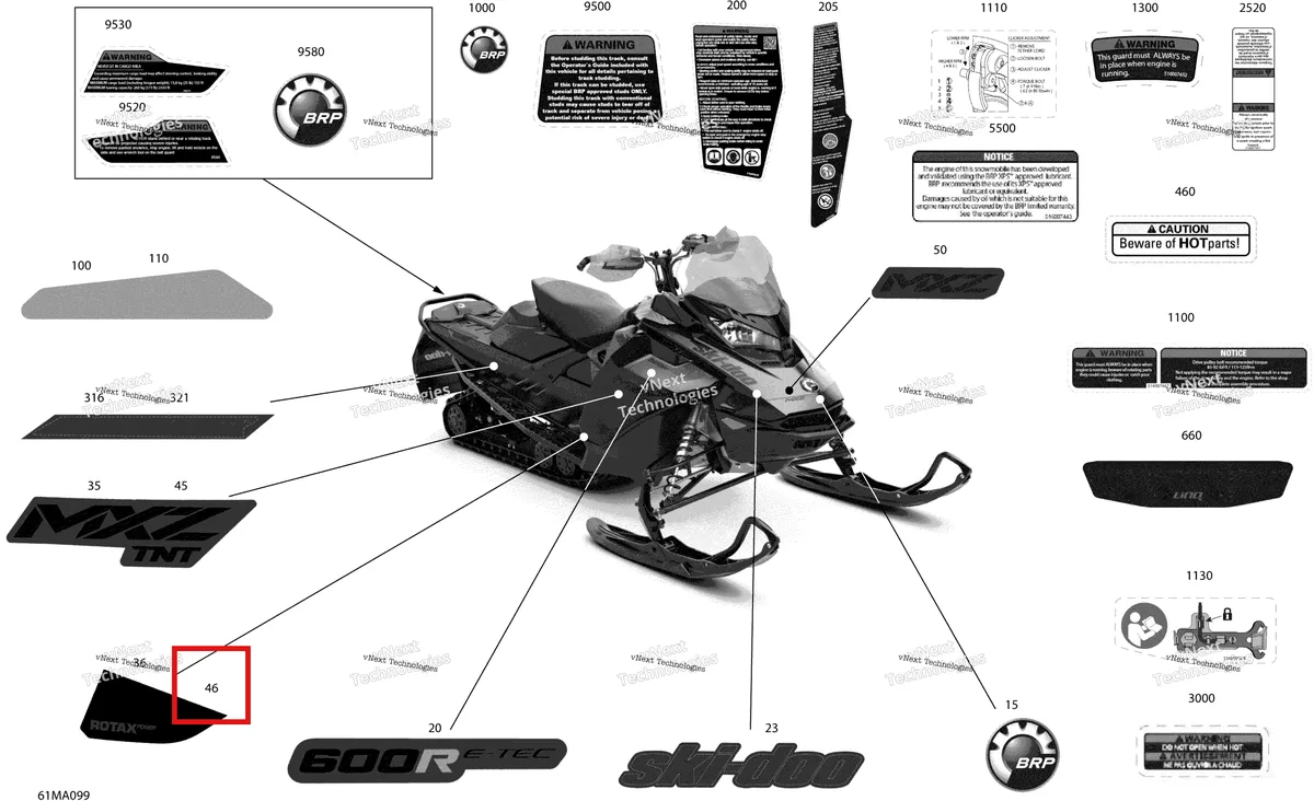Деталь 516010019 на схеме узла 2021 Ski-Doo MXZ 600R E-TEC - TNT Body - Decals